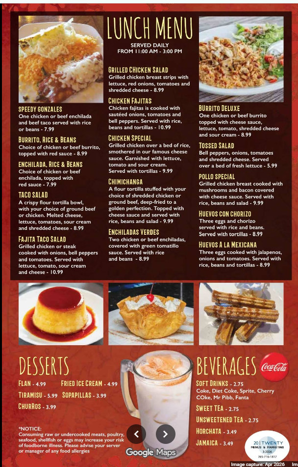 Tacos Al Pastor menu scan page 2