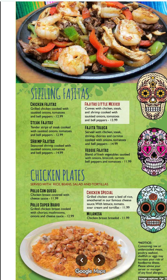 Tacos Al Pastor menu scan page 3