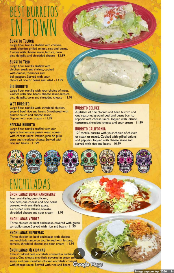 Tacos Al Pastor menu scan page 5