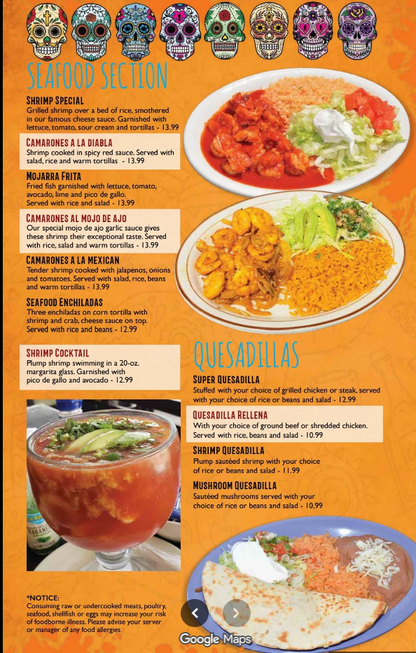 Tacos Al Pastor menu scan page 7